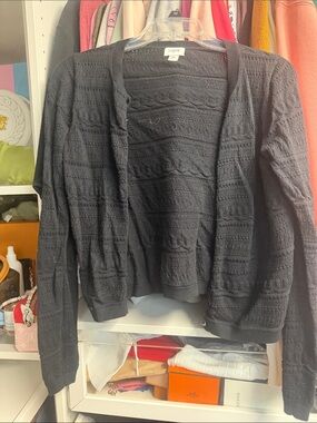 J. Crew Black Open-Front Knit Cardigan